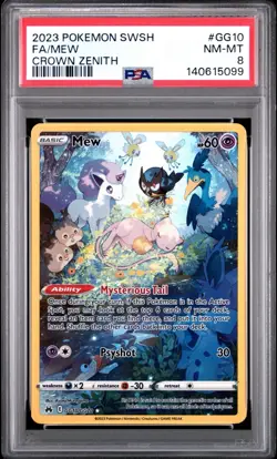 2023 POKEMON SWORD & SHIELD CROWN ZENITH #GG10 FULL ART/MEW PSA 8 - Image 1