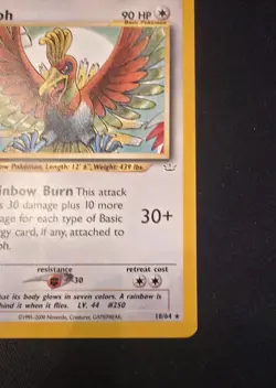 Ho-oh 18/64 Neo Revelation 1st Edition LP Lightly Played 1st Edition Non Holo - Image 4
