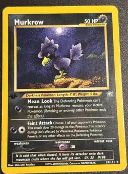 Murkrow 1st Edition 23/111 Neo Genesis Card MP - Image 1