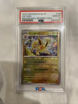 PSA 10 Jolteon 135/165 Sv2a: Pokemon Card 151 Master Ball Holo Japanese 2023 - Image 1