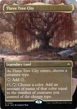 Three Tree City BORDERLESS #339 Bloomburrow Magic MTG NM - Image 1