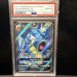 PSA 10 GYARADOS GX 101 CRIMSON INVASION FULL ART SUN MOON 2017 POKEMON - Image 1