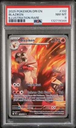 BLAZIKEN #192 PSA 8 • 2025 POKEMON DRI EN-DESTINED RIVALS ILLUSTRATION RARE - Image 1