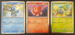 Bulbasaur Charmander Squirtle Poster Promos 3 Card Set Pokemon 151 TCG Promo - Image 1