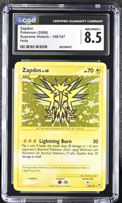 CGC 8.5 Zapdos 2009 Supreme Victors 150/147 Holo Pokemon Card - Image 1