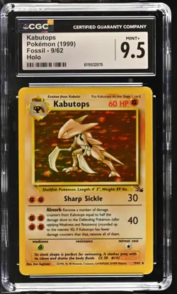 CGC 9.5 MINT+ Kabutops 1999 Fossil 9/62 Holo Pokemon Card - Image 1