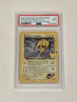 2021 Pokemon Celebrations Rocket’s Zapdos Holo Gym Challenge #15 Mint PSA 9 Card - Image 1