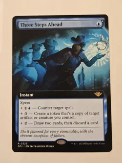 MTG Three Steps Ahead Extended Art #323 Outlaws of Thunder Junction Near Mint - Image 1