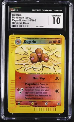 CGC 10 GEM MINT Dugtrio 2002 Expedition 10/165 Reverse Holo Pokemon Card - Image 1