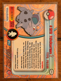 1999 Topps Pokemon Nidoran F #29 TV Animation Edition Blue Logo 1st Print NM/LP - Image 2
