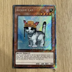 Yugioh! 1x Rescue Cat Alternate art RA02-EN001 Platinum Secret Rare 1st Ed NM - Image 1