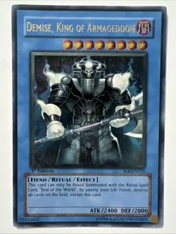 YuGiOh TCG 1st Edition Demise, King of Armageddon - Ultimate Rare SOI-EN035 (2) - Image 1