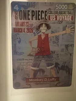 One Piece Basketball Card CCG Monkey.D.Luffy US Voyage Promo Card Bandai Namco - Image 1
