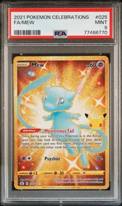 PSA 9 Mew Celebrations 025/025 Classic Collection Holo Gold Pokemon Trading Card - Image 1