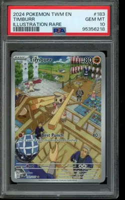 PSA 10 GEM MINT Pokemon Timburr Twilight Masquerade Illustration Rare 183/167 - Image 1