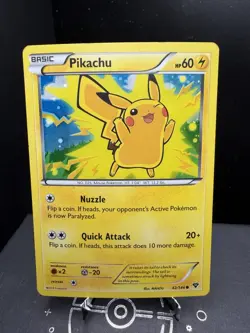 Pokemon TCG XY Pikachu 42/146 Lego Movie Promo Cosmos Holo Small Crease LP - Image 1