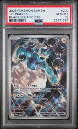 2025 POKEMON SVP BLACK BOLT POKEMON CENTER ETB PROMO #209 THUNDURUS PSA 10 - Image 1
