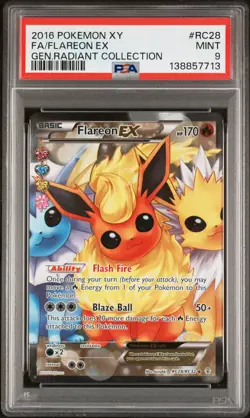 2016 POKEMON XY GENERATIONS RADIANT COLL #RC28 FULL ART/FLAREON EX PSA 9 - Image 1