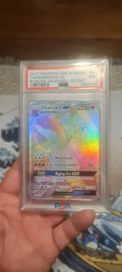 Pokemon TCG Burning Shadows Charizard GX 150/147 Rainbow Secret Rare PSA 9 - Image 1