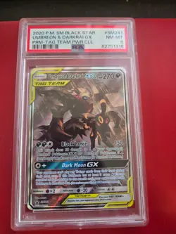 2020 UMBREON & DARKRAI GX SM241 TAG TEAM POWERS COLLECTION POKEMON PSA 8 - Image 1