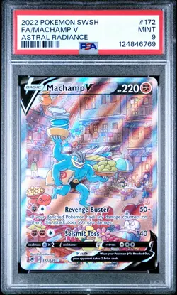 2022 POKEMON SWORD & SHIELD ASTRAL RADIANCE #172 FULL ART/MACHAMP V PSA 9 - Image 1