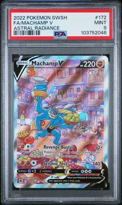 2022 POKEMON SWORD & SHIELD ASTRAL RADIANCE #172 FULL ART/MACHAMP V PSA 9 - Image 1