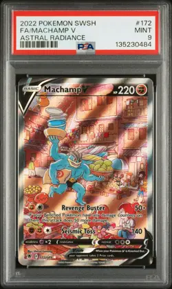 2022 POKEMON SWORD & SHIELD ASTRAL RADIANCE #172 FULL ART/MACHAMP V PSA 9 - Image 1