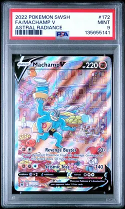 2022 POKEMON SWORD & SHIELD ASTRAL RADIANCE #172 FULL ART/MACHAMP V PSA 9 - Image 1