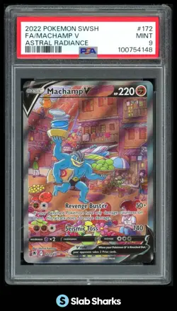 2022 POKEMON SWORD & SHIELD ASTRAL RADIANCE #172/189 MACHAMP V FULL ART UR PSA 9 - Image 1