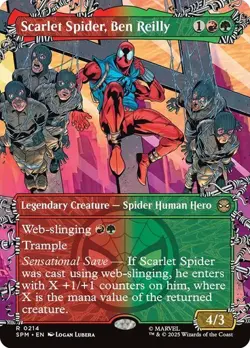 NM Extended Art Scarlet Spider, Ben Reilly, MTG, Marvel's Spider-Man, Magic, 214 - Image 1