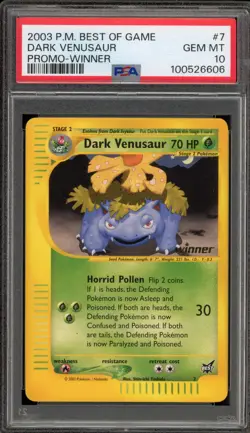 Pokemon Dark Venusaur Best of Game Winner Promo #7 PSA 10 Gem Mint - Image 1
