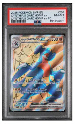2025 POKEMON SVP EN-SV BLACK STAR PROMO #204 CYNTHIA'S GARCHOMPEX CYNTHIA'S PSA8 - Image 1