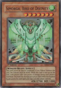 Yugioh Simorgh, Bird of Divinity SD8-EN001 Ultra Rare 1st Edition NM - Image 1