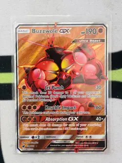 Pokemon Buzzwole GX Crimson Invasion Ultra Rare Full Art SM Holo Card 104/111 - Image 1