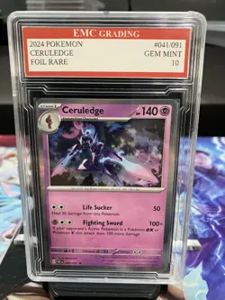 CERULEDGE 2024 HOLO FOIL #041/091 Pokemon RARE Card GRADED 10 MINT - Image 1
