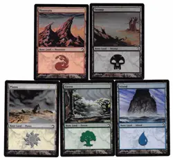 Lot FOIL : Island Plains Forest Swamp & Mountain Premium Deck Sliver English MTG - Image 1