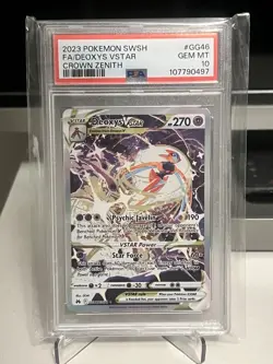 2023 POKEMON SWORD & SHIELD CROWN ZENITH #GG46 FULL ART/DEOXYS VSTAR PSA 10 - Image 1
