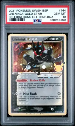 2021 POKEMON SWSH BLACK STAR PROMO #144 GRENINJA-GOLD STAR PSA 10 - Image 1