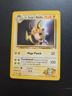 Lt. Surge's Raichu 028/132 Gym Heroes Pokemon WOTC - NM - Image 1