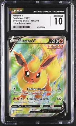 FLAREON V Evolving Skies Holo Rare #169 CGC 10 Pokemon [Nostalgium] - Image 1