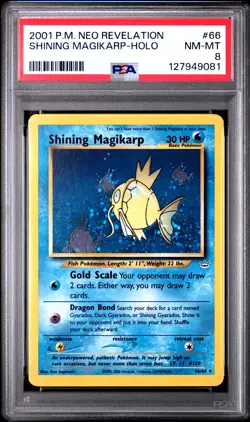 2001 POKEMON NEO REVELATION #66 SHINING MAGIKARP-HOLO PSA 8 - Image 1