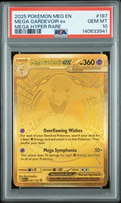 Pokemon 2025 Mega Gardevoir ex 187 Gold Hyper Rare Mega Evolution GEM MT PSA 10 - Image 1