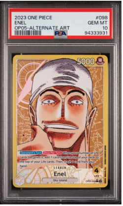 One Piece Enel (Alternate Art) OP05-098 Awakening of the New Era Foil PSA 10 - Image 1
