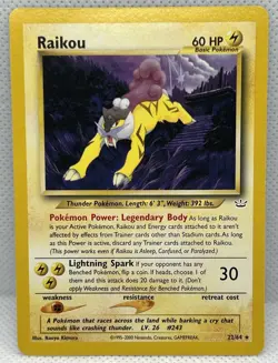 Pokemon TCG Raikou Neo Revelation Card 22/64 Unlimited Rare - Image 1