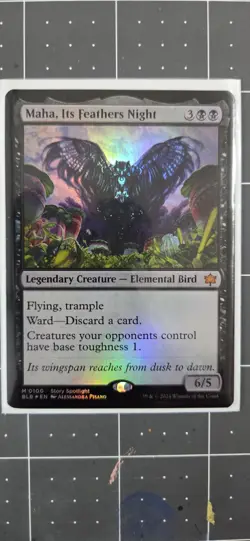 Maha Its Feathers Night MTG Bloomburrow Foil Card NM/M Condition - Image 1