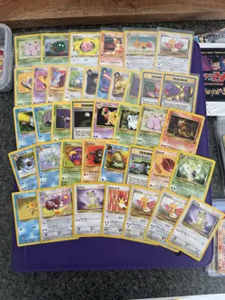 LOT OF 39 POKEOM WOTC CARDS FIRST EDITIONS, RARES, JUNGLE, FOSSIL, NEO SETS - Image 1