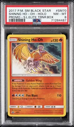 2017 POKEMON SM BLACK STAR PROMO #SM70 SHINING HO-OH-HOLO PSA 8 - Image 1