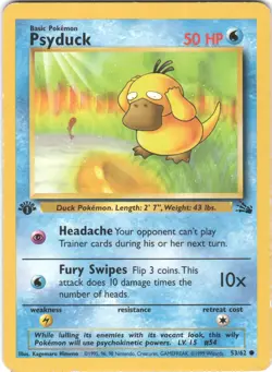 Psyduck 53/62 Common Fossil Pokemon MP - Image 1