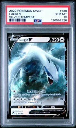 2022 Pokemon Sword & Shield Silver Tempest Lugia V Holo Ultra Rare PSA 10 #138 - Image 1