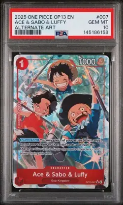 PSA 10 ONE PIECE OP13 007 CARRYING ON HIS WILL ACE & SABO & LUFFY ALT ART - Image 1